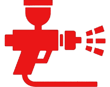 A red and black image of a gun